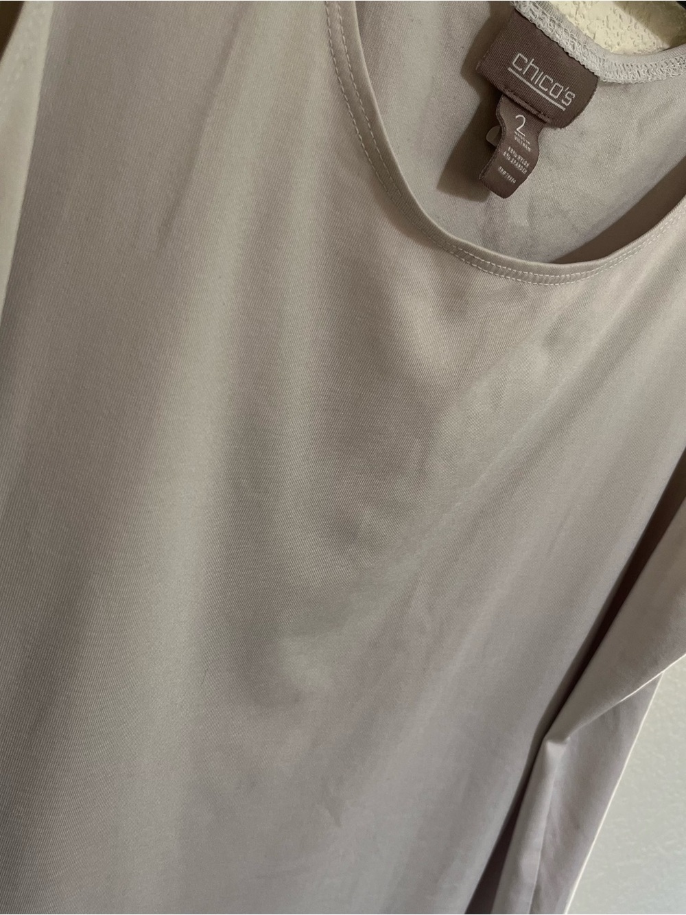 Chico's Top Womens Size 2 Light Gray Sleeveless Stretch Knit Nylon Spandex